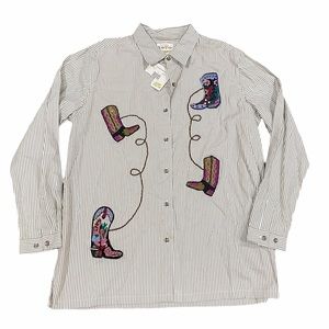 NWT Vintage Bobbie Brooks Western Button Up Top L